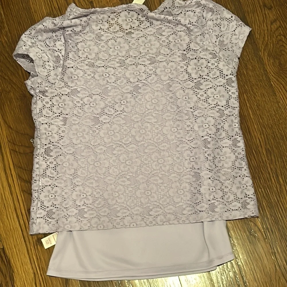 Justice Girls Purple Flower Lace Cover Up Over Purple Tank, Size 12